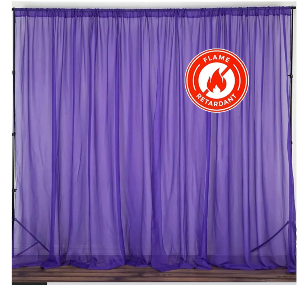 Purple Chiffon Backdrop Drape Curtain 10ft x 10ft