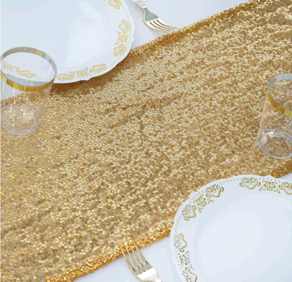 Sequin Table Runner 12x108 Gold