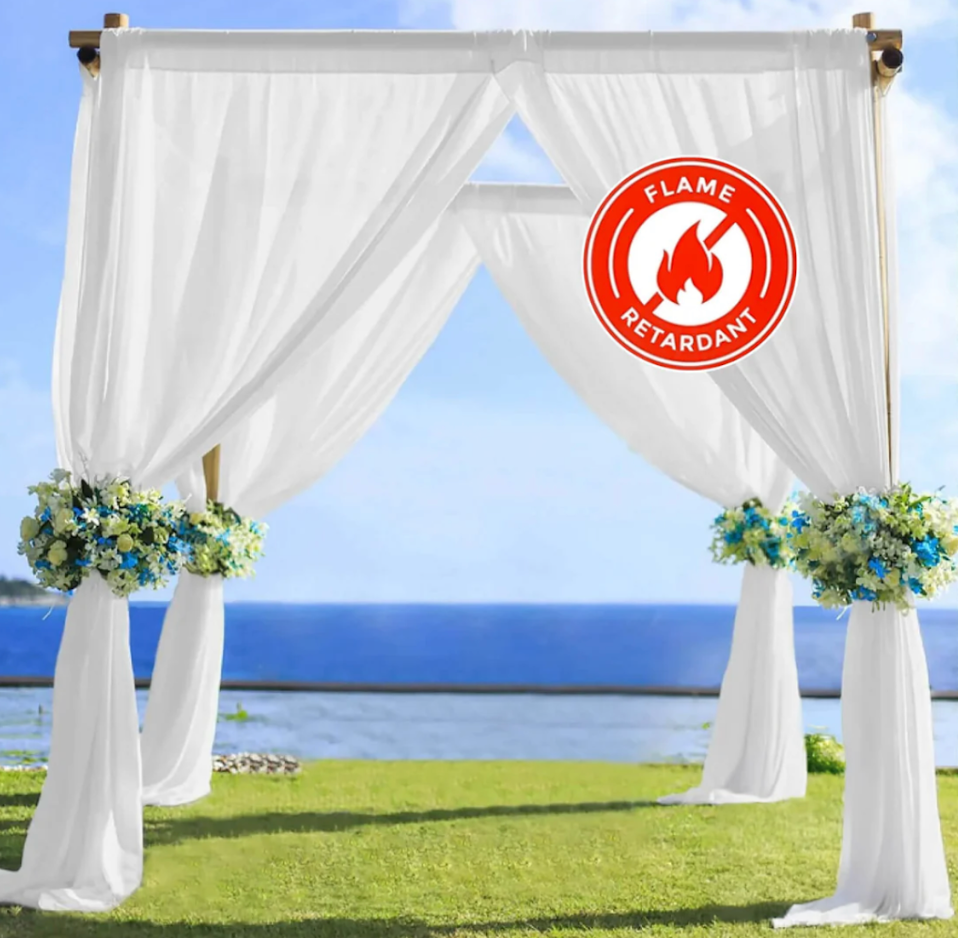 5ftx14ft Premium White Chiffon Ceiling Drape Curtain