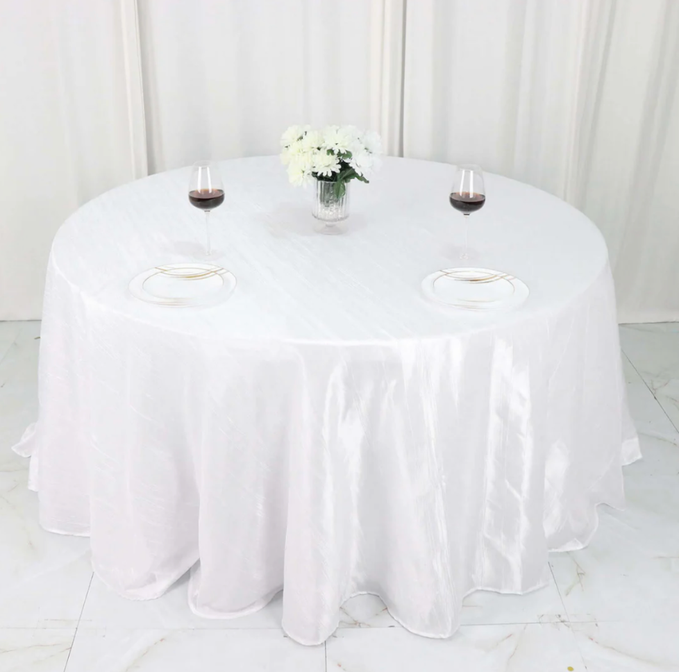 Accordion Crinkle Tablecloth 132" White