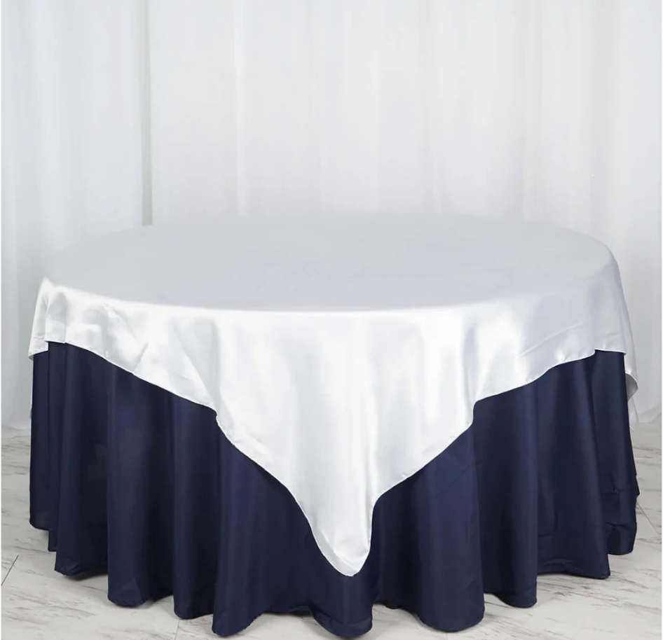 Satin Table Overlay 72x72 White