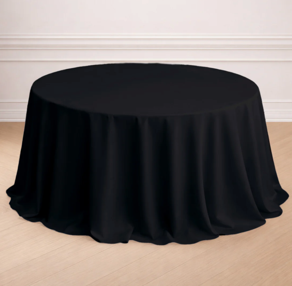 Polyester Round Tablecloth 132" Black