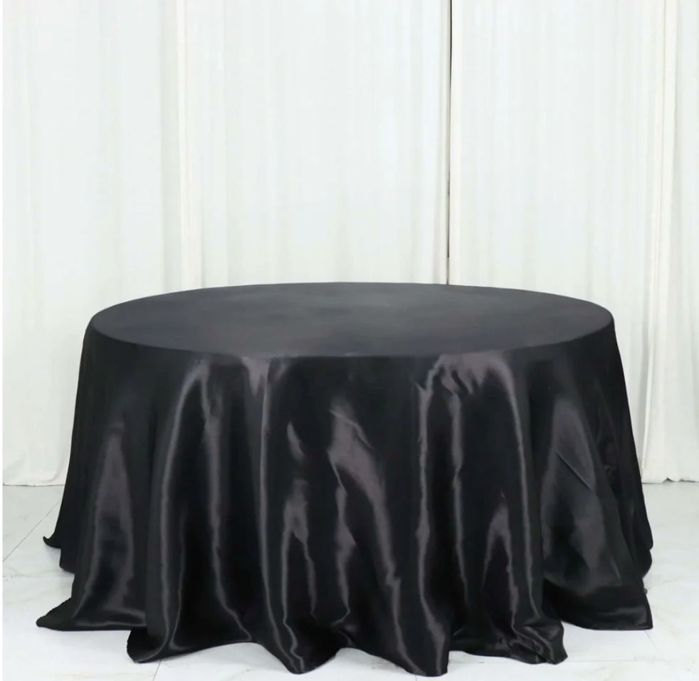 Satin Round Tablecloth 132" Black