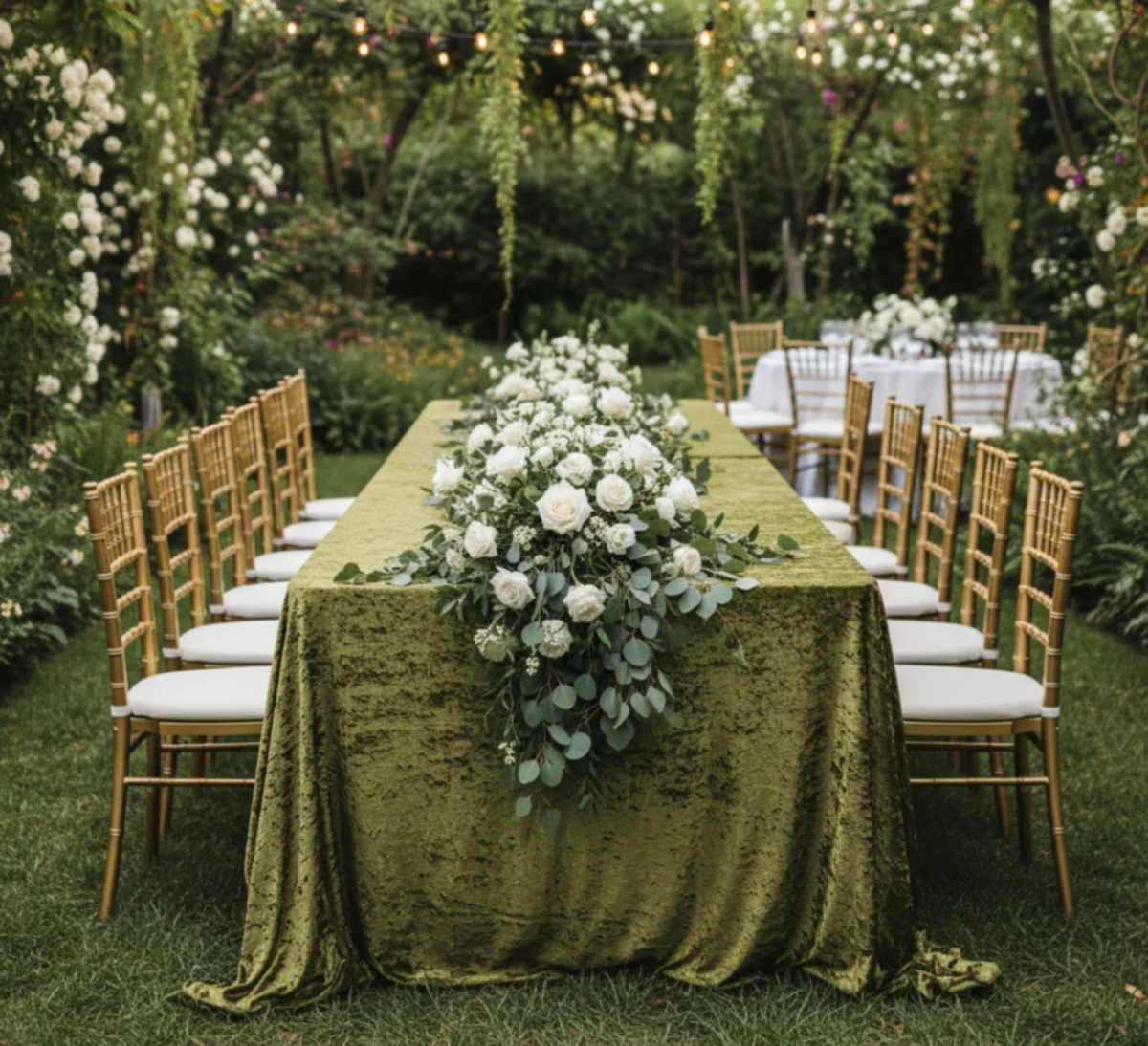 Velvet 90x156 Rectangular Tablecloth - Olive Green