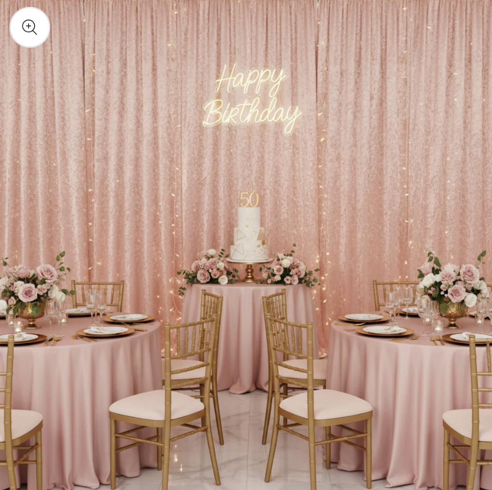 Velvet 10ft H x 52 W Drape Backdrop Curtain Panel - BlushRose Gold