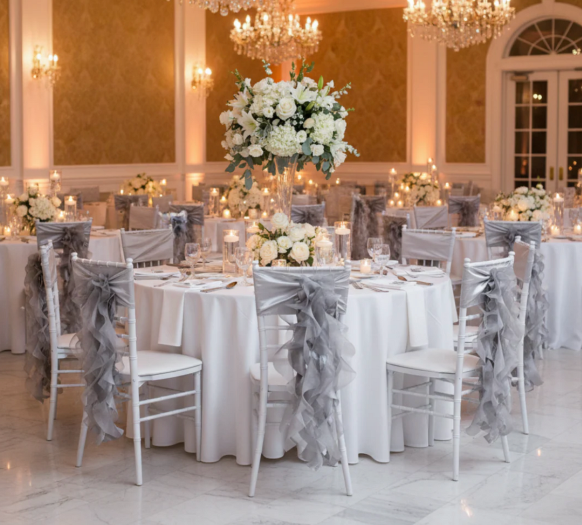 Curly Willow Chair Sash Silver