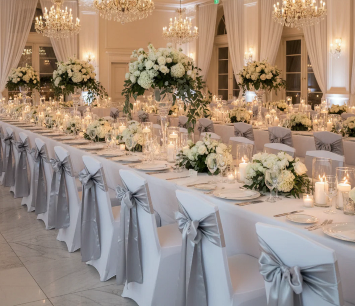 Standard Satin Chair Sash Silver